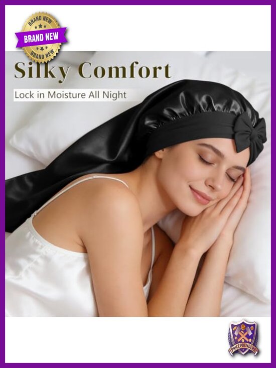 19 Momme Mulberry Silk Bonnet Double Layer Long Hair Wrap for Braids
